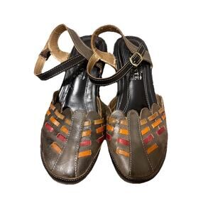 L’ARTISTE SPRING STEP Braided Lagenlook Brown Natural Boho Closed Toe Sandals 38